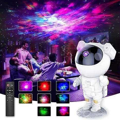 Galaxy Astronaut Star Projector Night Light – 360° Adjustable Lamp with Remote & Timer | USB Powered Space Light for Kids, Bedrooms & Parties