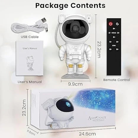 Galaxy Astronaut Star Projector Night Light – 360° Adjustable Lamp with Remote & Timer | USB Powered Space Light for Kids, Bedrooms & Parties